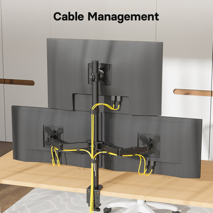 BONTEC Triple Monitor Desk Mount for One 32 Inch Screen and Two 27 inch Screens, Supports up to 10 kg, with Full Motion Adjustability, Dual Installation Options and Integrated Cable Management