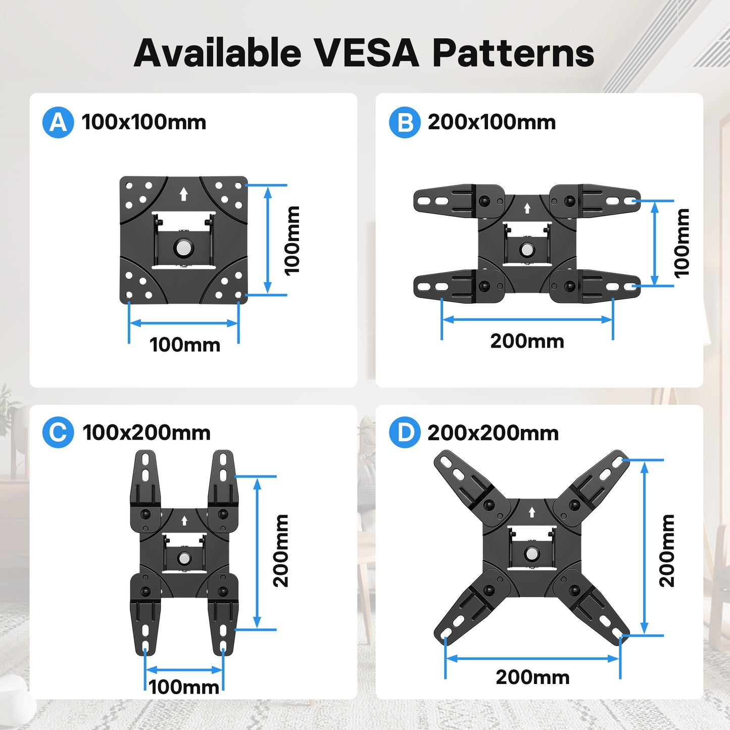 BONTEC TV Wall mount for most 13-42 inch Flat Curved TVs up to 25kg, Full Motion TV Wall Mount with Tilt, Swivel, 360°Rotate, Max VESA 200x200mm