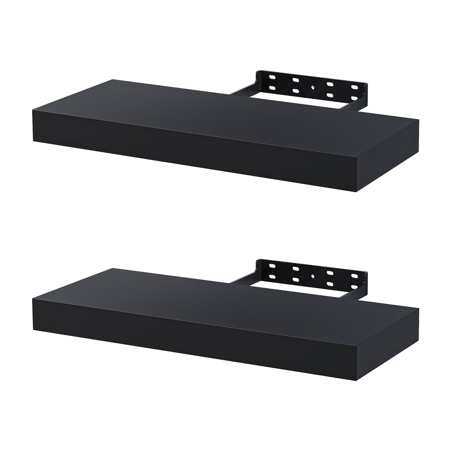 BONTEC Floating Wall Shelves - Set of 2, for Wall Decor and Storage, 10kg Load Capacity, Black/White