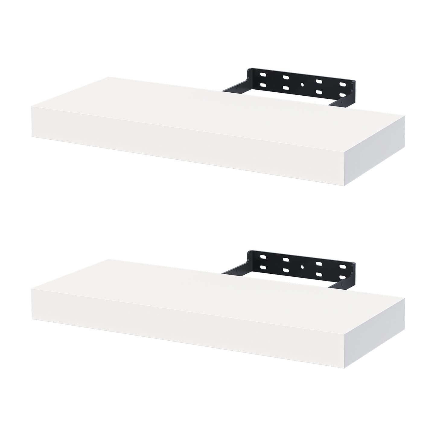 BONTEC Floating Wall Shelves - Set of 2, for Wall Decor and Storage, 10kg Load Capacity, Black/White