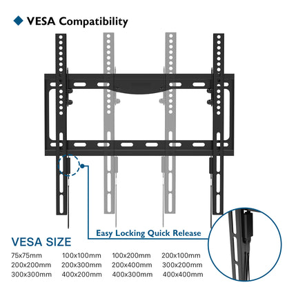 BONTEC TV Wall Mount Bracket for Most 26-65 inch LCD/ LED/ OLED Flat Curved TVs, Tilt Slim TV Wall Bracket up to 55kg