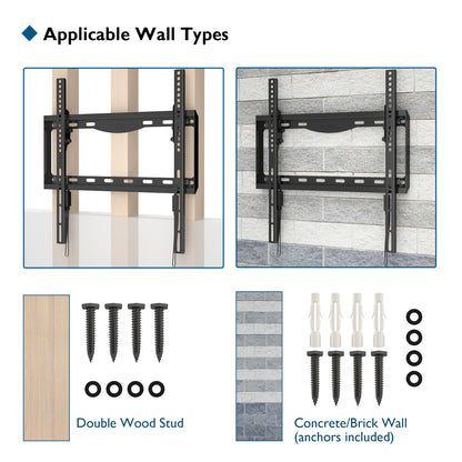 BONTEC TV Wall Mount Bracket for Most 26-65 inch LCD/ LED/ OLED Flat Curved TVs, Tilt Slim TV Wall Bracket up to 55kg