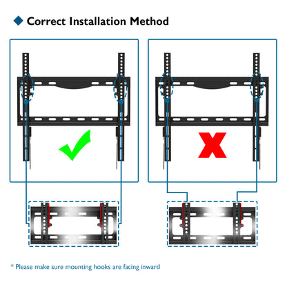 BONTEC TV Wall Mount Bracket for Most 26-65 inch LCD/ LED/ OLED Flat Curved TVs, Tilt Slim TV Wall Bracket up to 55kg