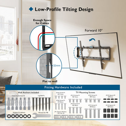 BONTEC TV Wall Bracket for 37-80 inch LED LCD OLED Plasma Flat Curved TVs