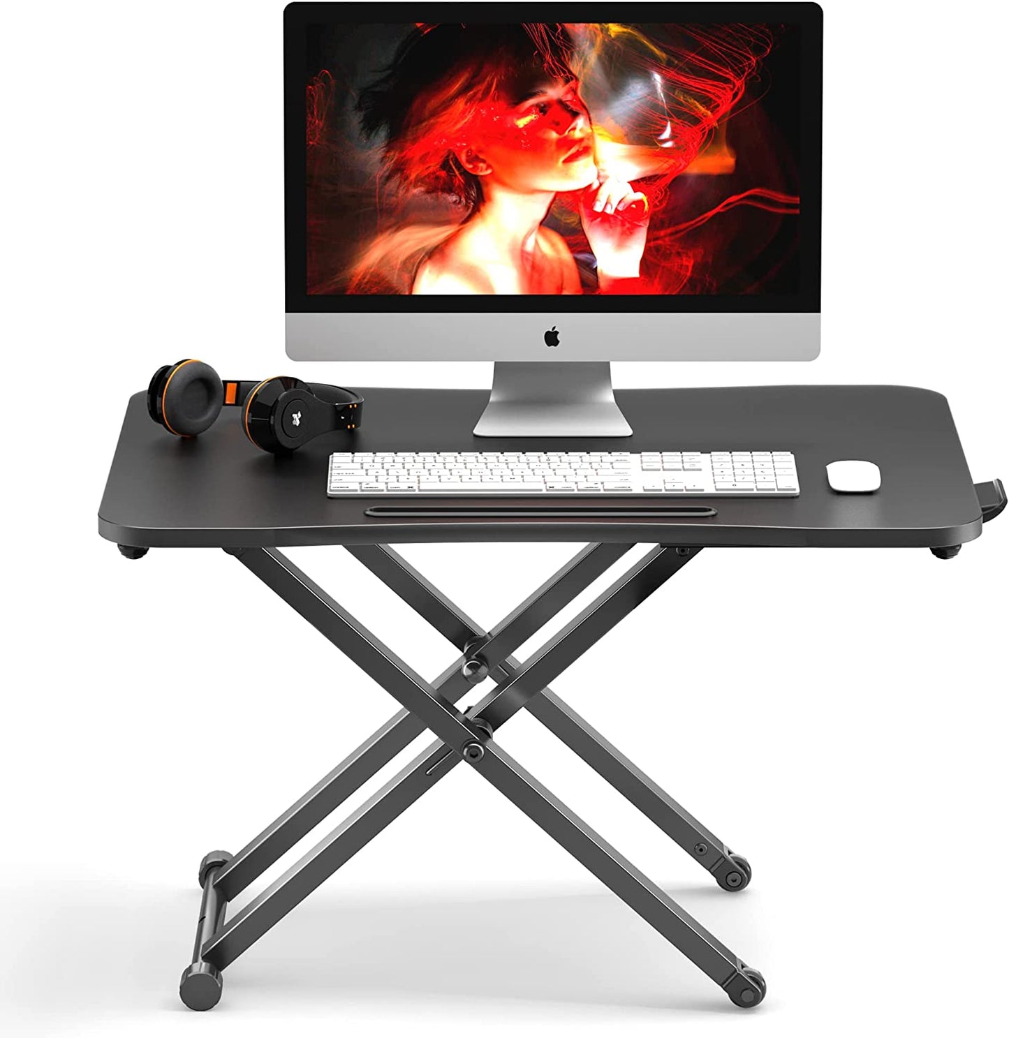 BONTEC Standing Desk Converter 65x47cm, Height Adjustable Sit Stand desk Converter Workstation with Multi-function Slot, Ergonomic Gas Spring Desk Workstation Riser for Dual Monitor up to 10kg