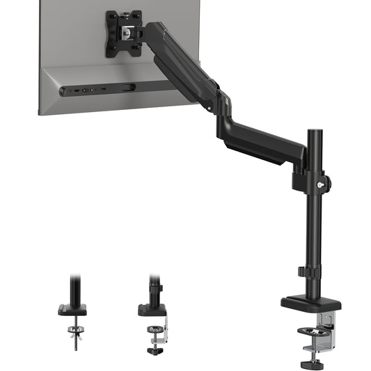 BONTEC Adjustable Single Monitor mount for 13 to 34 screens, Ergonomic Gas Spring Arm Stand with pole, weight capacity 9 kg, VESA 75/100 mm