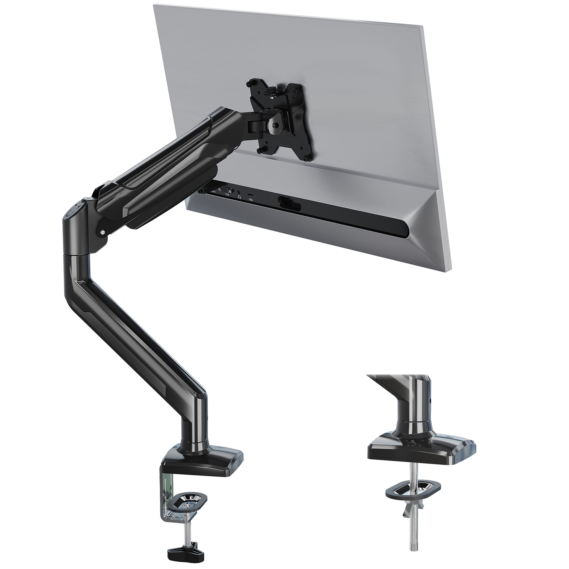 HFTEK 13-34 Inch Monitorhouder Arm Standaard voor LED LCD Schermen - Tafelveroudering 1 Monitor in Hoogte Verstelbaar Kantelbaar Draaibaar, VESA 75*75/100*100 HFTEK 13-34 Inch Monitorhouder Arm Standaard voor LED LCD Schermen - Tafelveroudering 1 Monitor in Hoogte Verstelbaar Kantelbaar Draaibaar, VESA 75*75/100*100