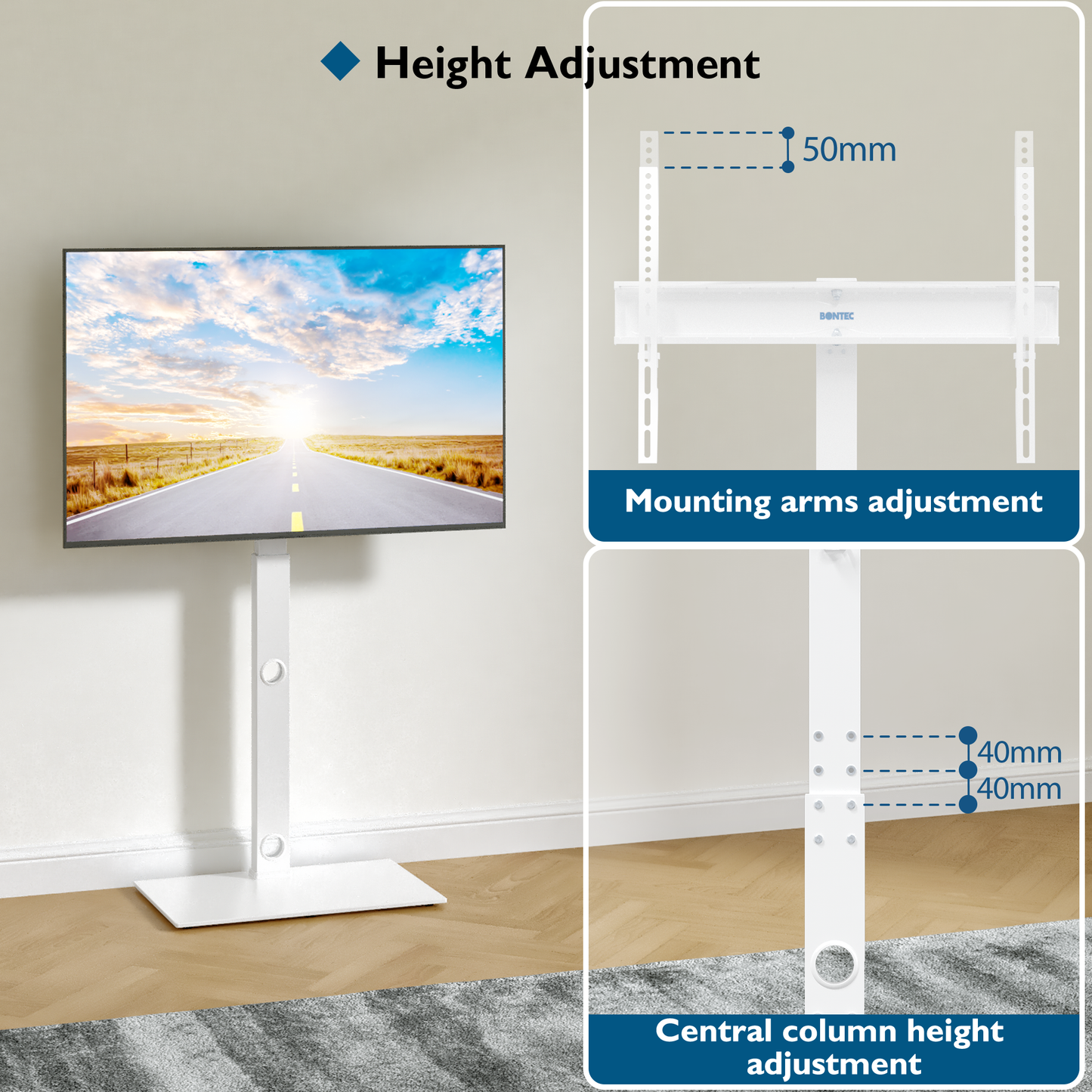 BONTEC TV Floor Stand for 30-70 inch LED LCD OLED Plasma Flat Curved TVs