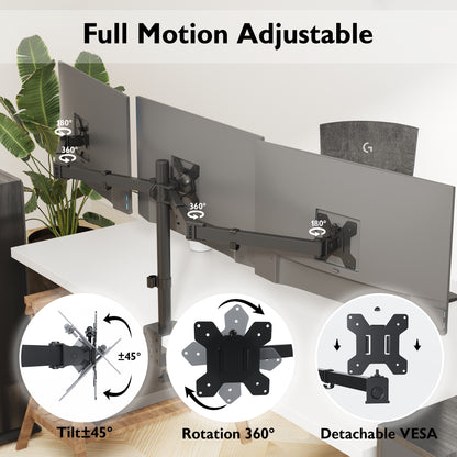 BONTEC Triple Monitor Stand for 3 Monitors 13-24 inch