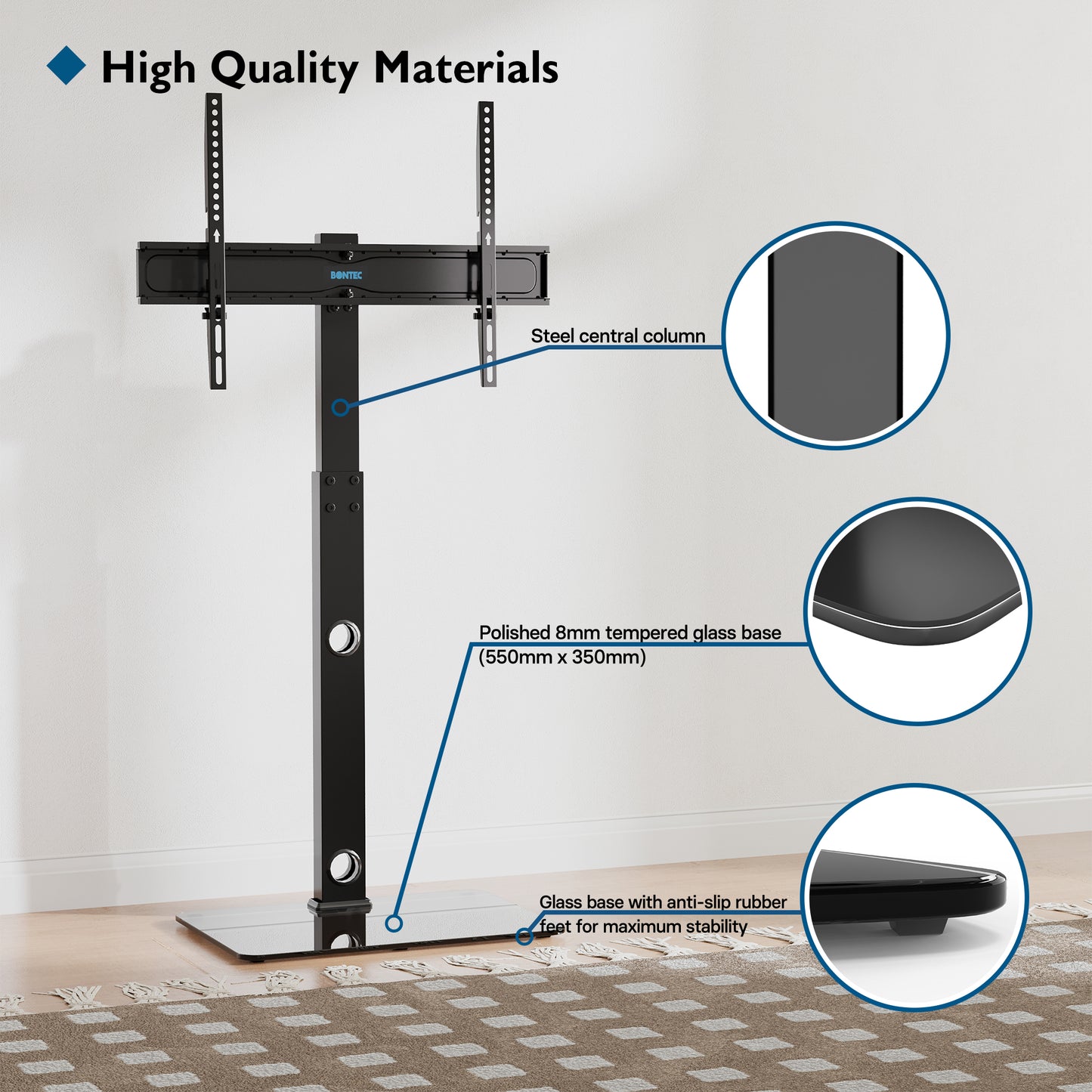 BONTEC TV Floor Stand for 30-70 inch LED LCD OLED Plasma Flat Curved TVs