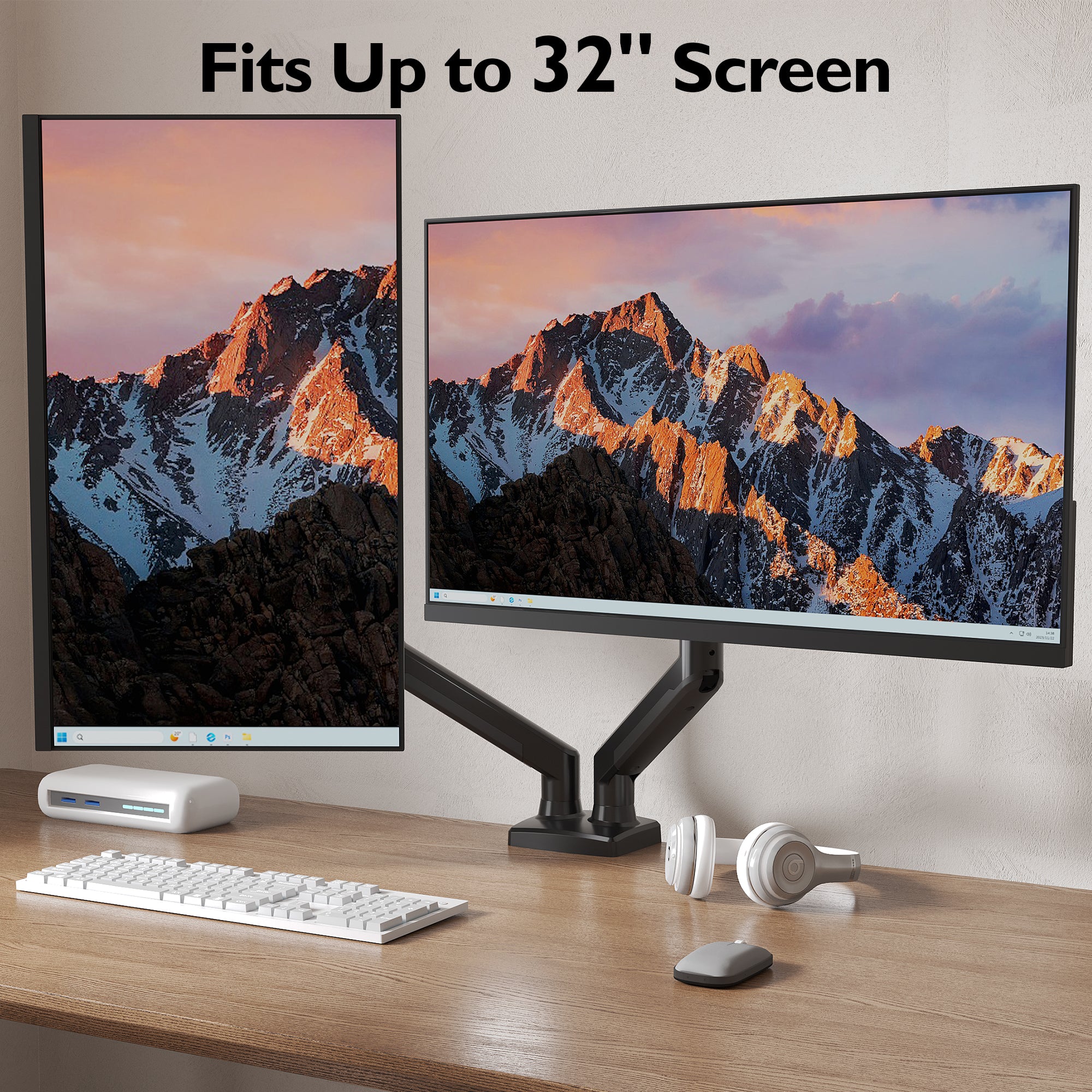 32 Inch Monitor Stack BONTEC Dual Monitor Desk Mount for 32 inch screens, Ergonomic Gas Spri
