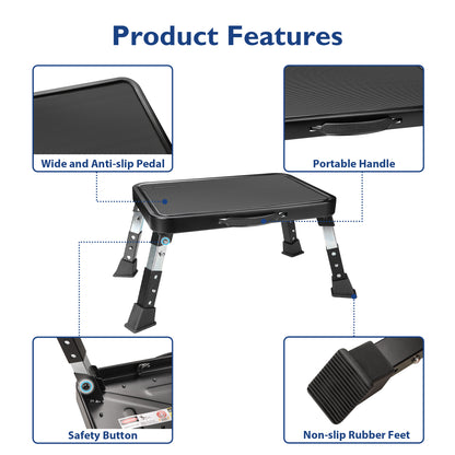 BONTEC Folding Step Stool with Anti-Slip Platform and Thick Rubber Feet - Portable Ladder Suitable for Adults and Children - Perfect for Kitchen, Bedroom, Office, RV Use, 3-Level Height, Supports Up to 330 lbs