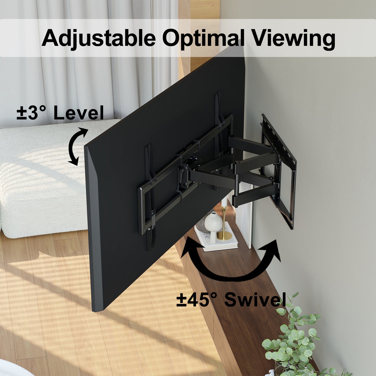 BONTEC Universal TV Wall Mount for 47-86 Inch Flat and Curved TVs up to 65kg, Swivel&Tilt Heavy Duty TV Bracket with Extendable Double Arm, Max VESA 600x400mm, Drilling Template Included