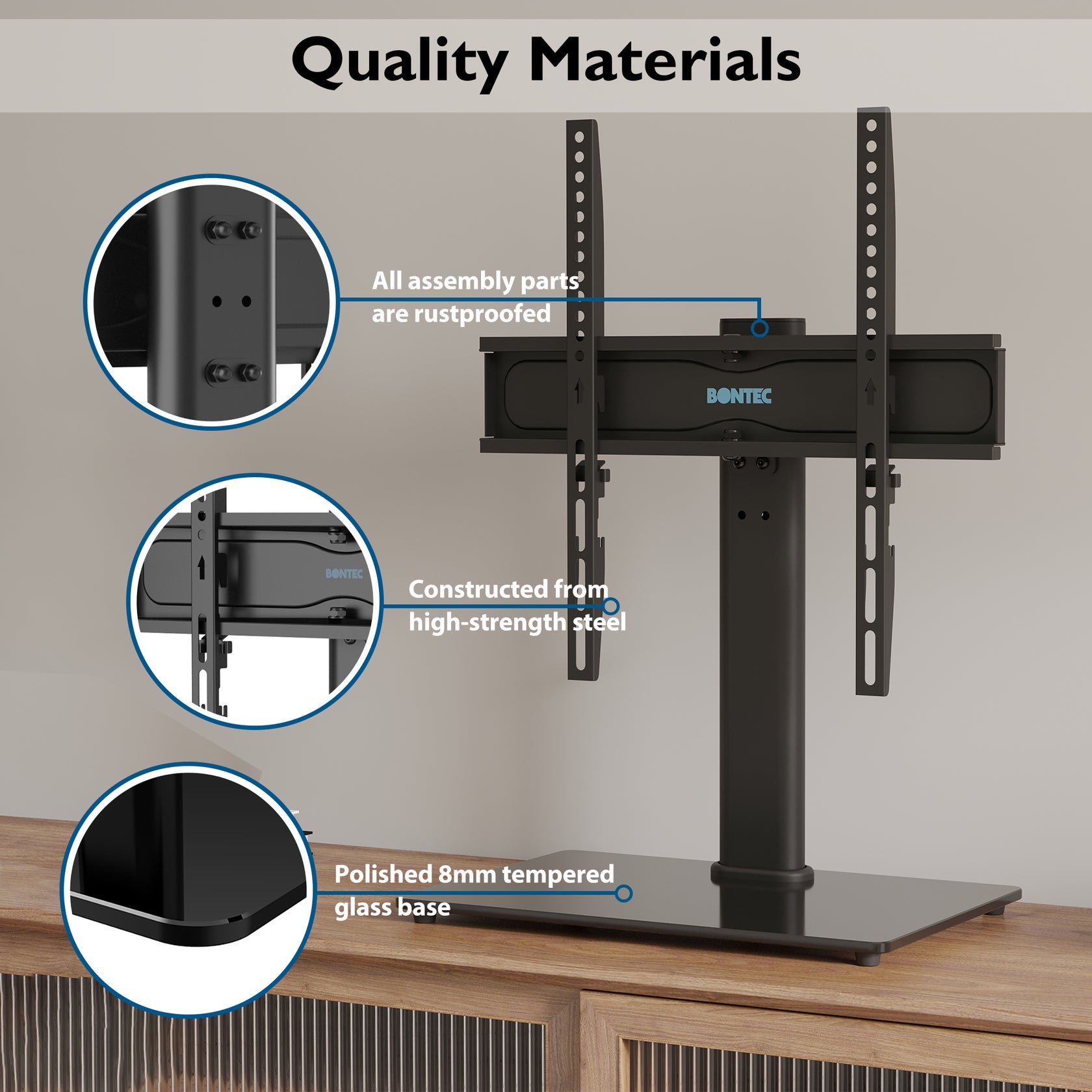 BONTEC Swivel Table Top TV Stand with Bracket for 2655 inch LED OLED