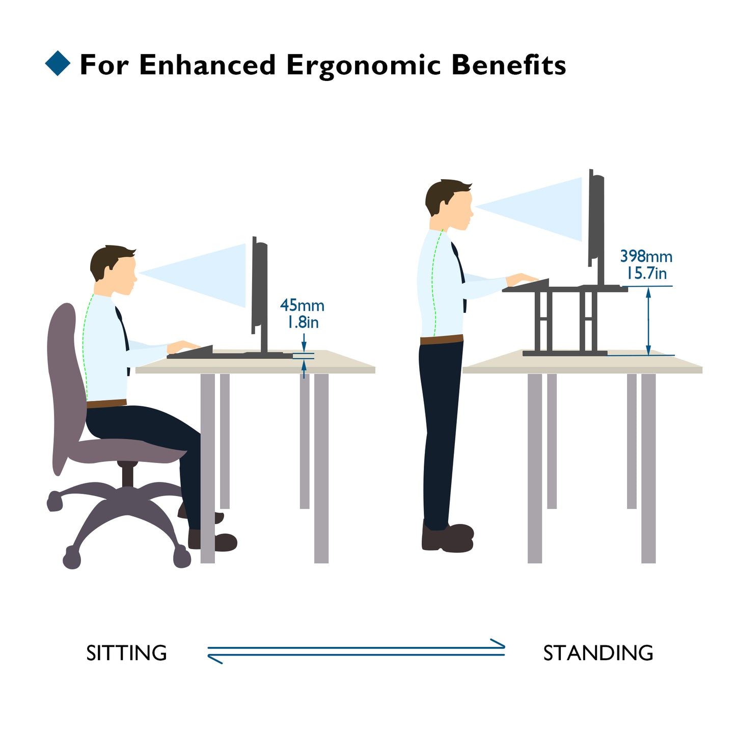 BONTEC Standing Desk Converter 67x47cm