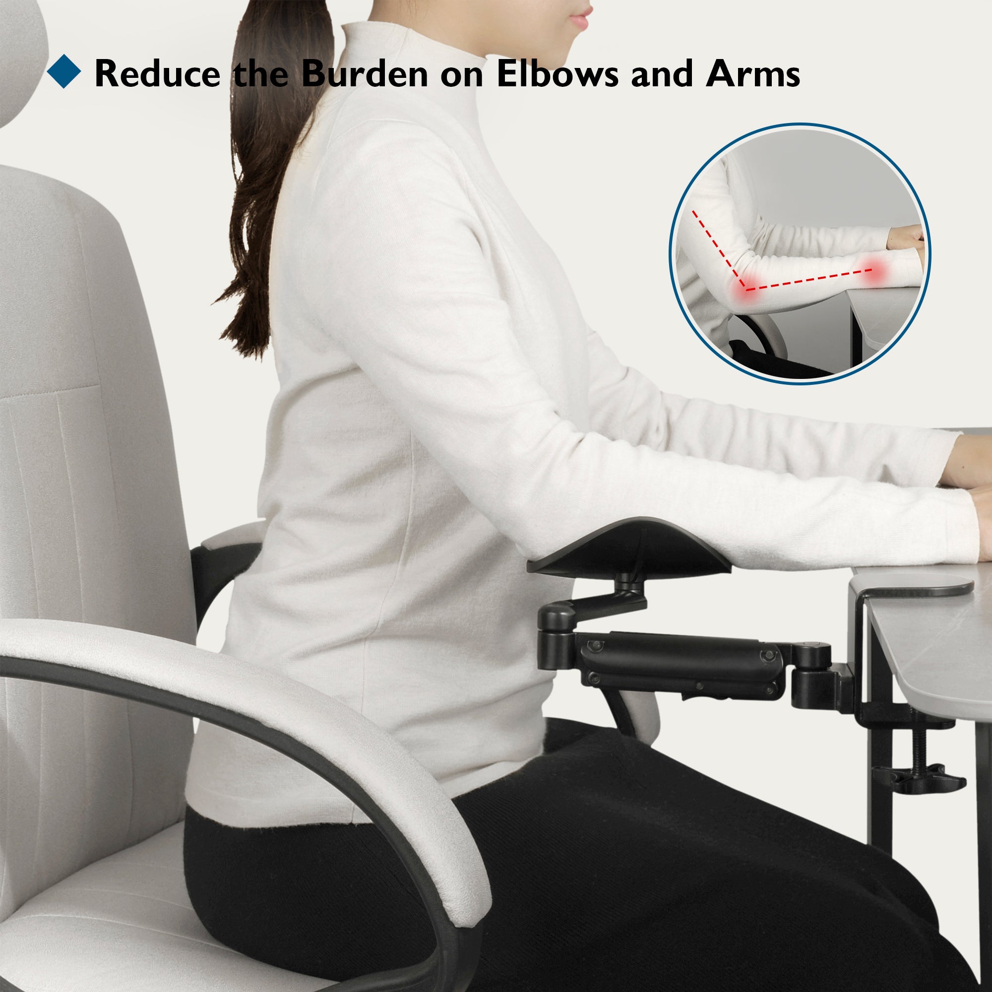 BONTEC Ergonomic Arm Rest Support for Desk Armrest Pad Rotating Wrist