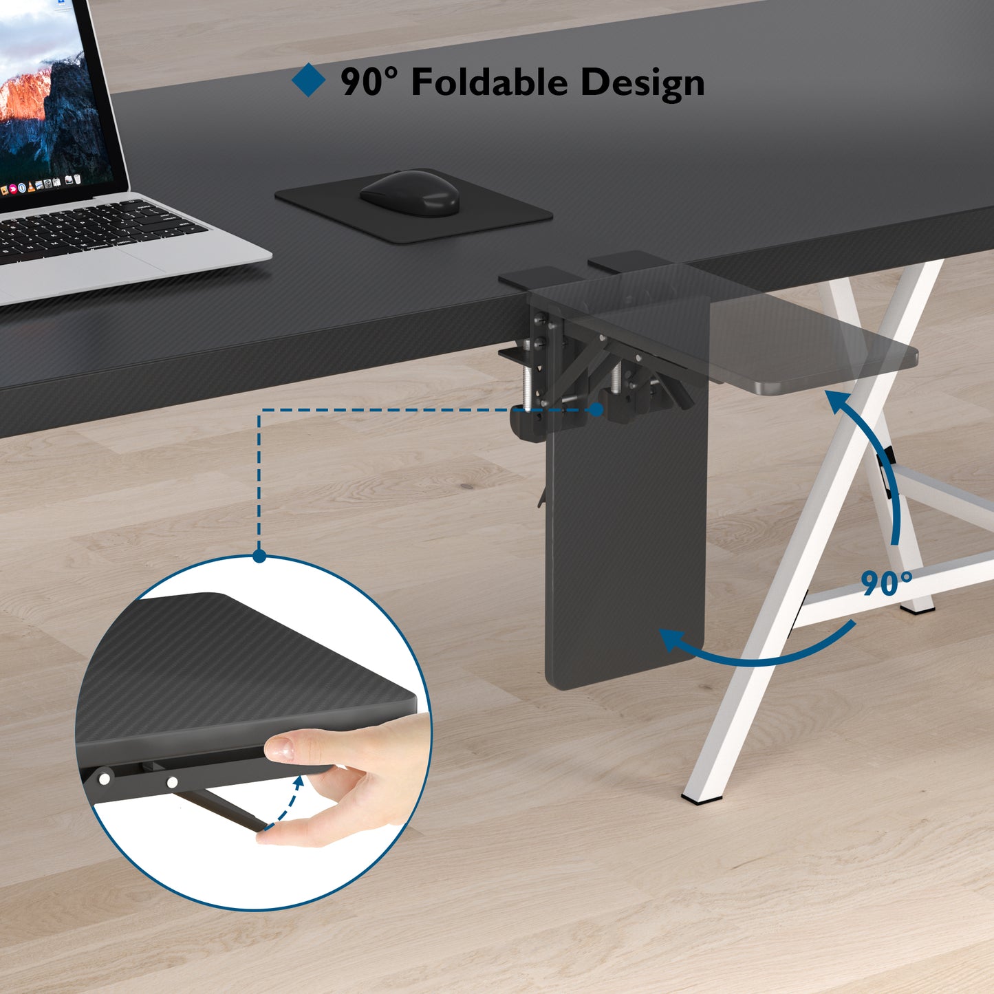 BONTEC Ergonomics Desk Extender Tray, 30cm*15cm Table Mount Arm Wrist Rest Shelf