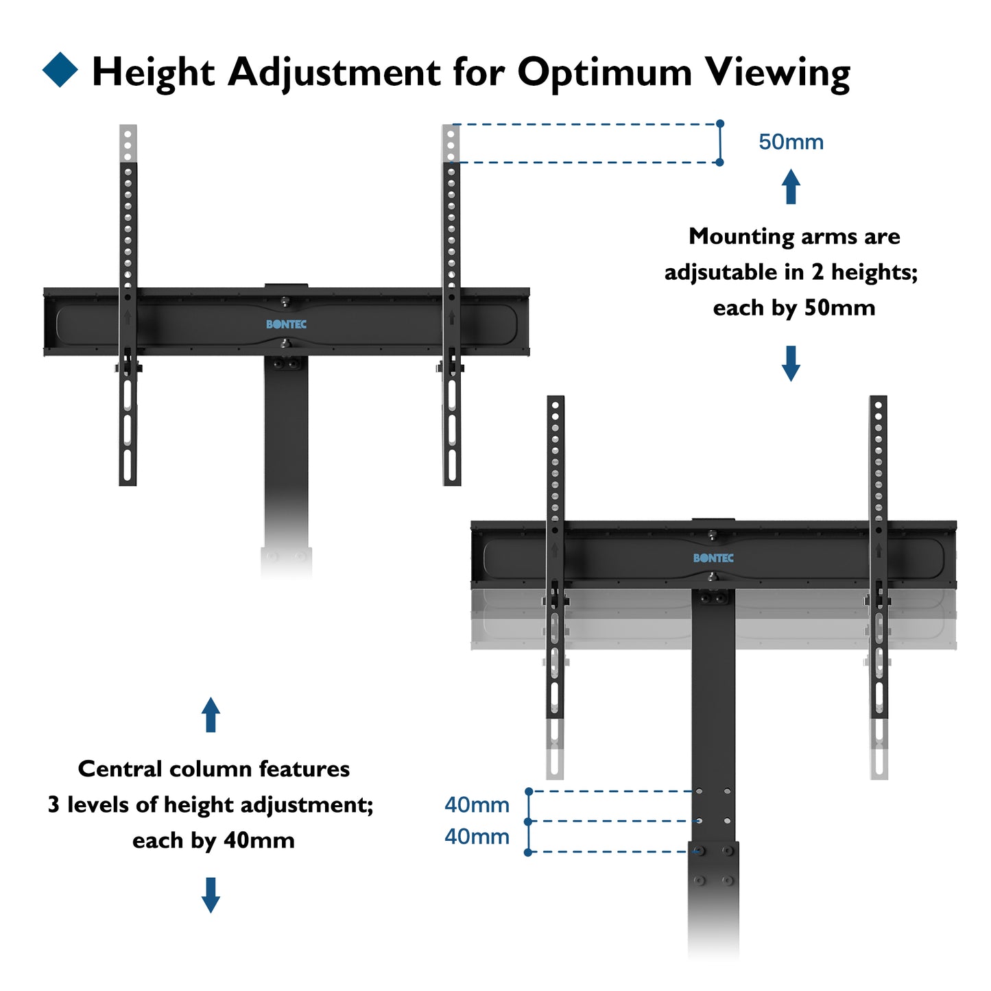 BONTEC Universal Floor TV Stand for 30-70 inch LED OLED LCD Plasma Flat Curved Screens