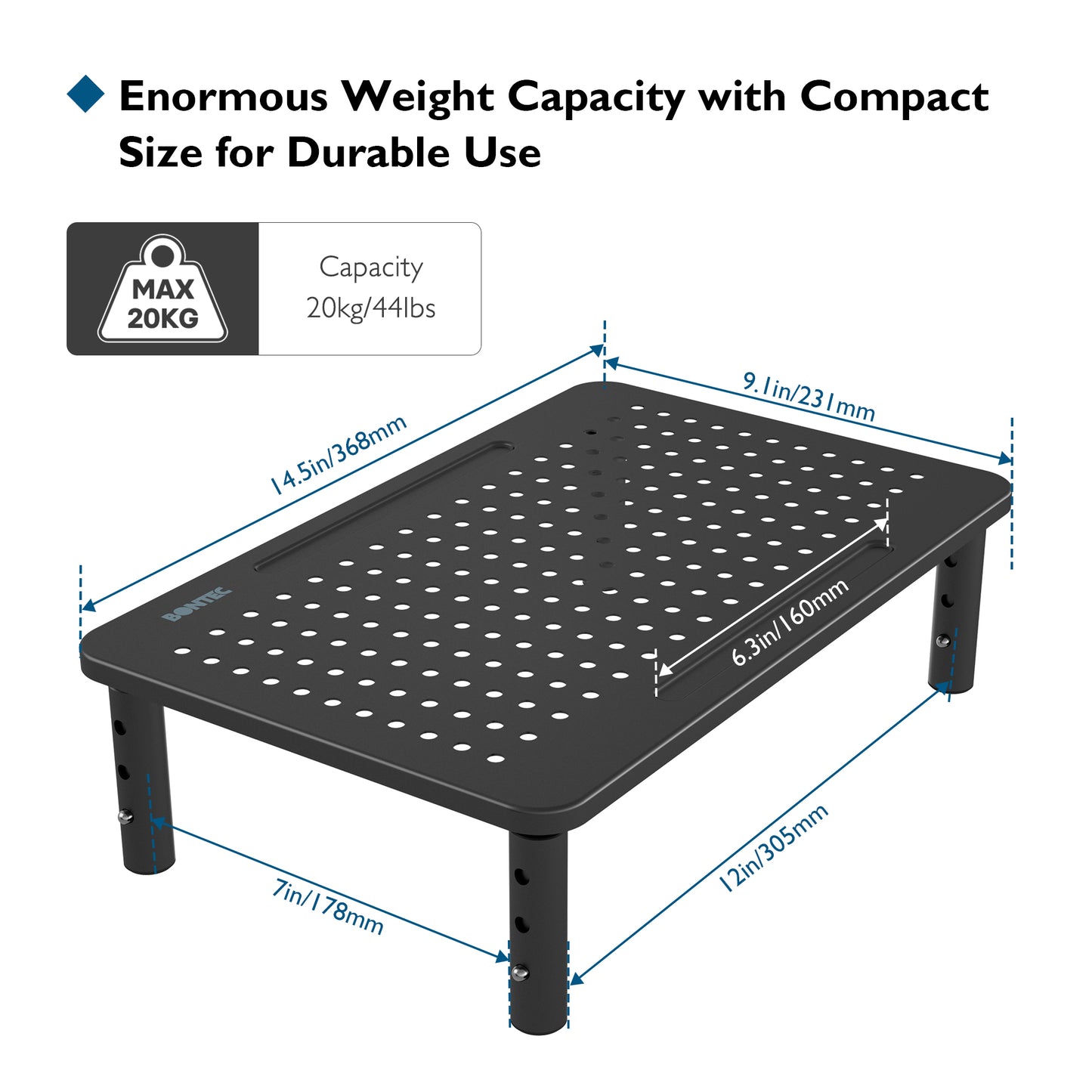 BONTEC PC Monitor Riser Adjustable Height Adjustable Metal Screen Riser