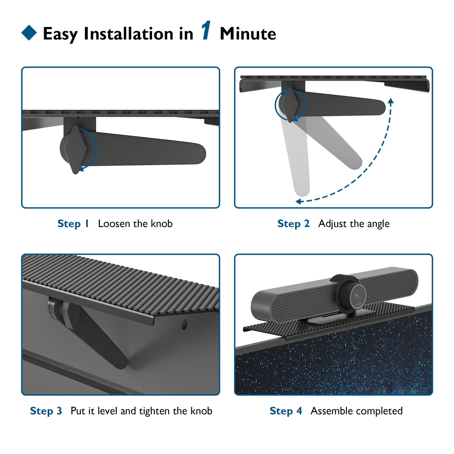 BONTEC TV Top Shelf 40cm, Flat Panel Mount for Streaming Devices, Media Boxes, Speakers and Home Decor, Monitor Top Shelf Storage Rack up to 10kg