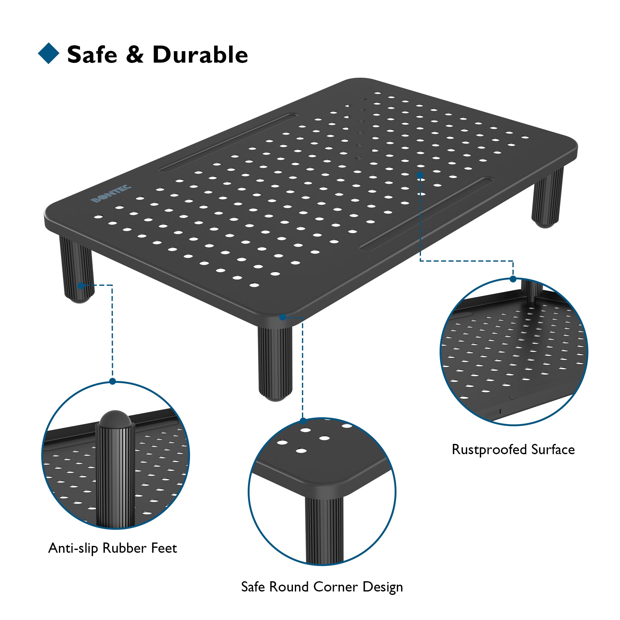 Screen Mesh Riser BONTEC Monitor Stand Riser, Computer Monitor Riser Stand with Mesh Pla