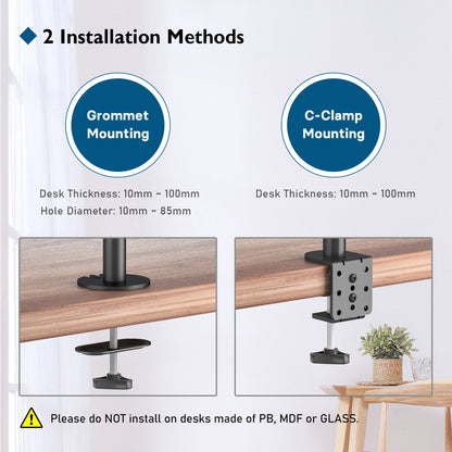 BONTEC Ergonomic Dual Monitor Stand for 13-27 inch LCD LED PC Screens for Desks