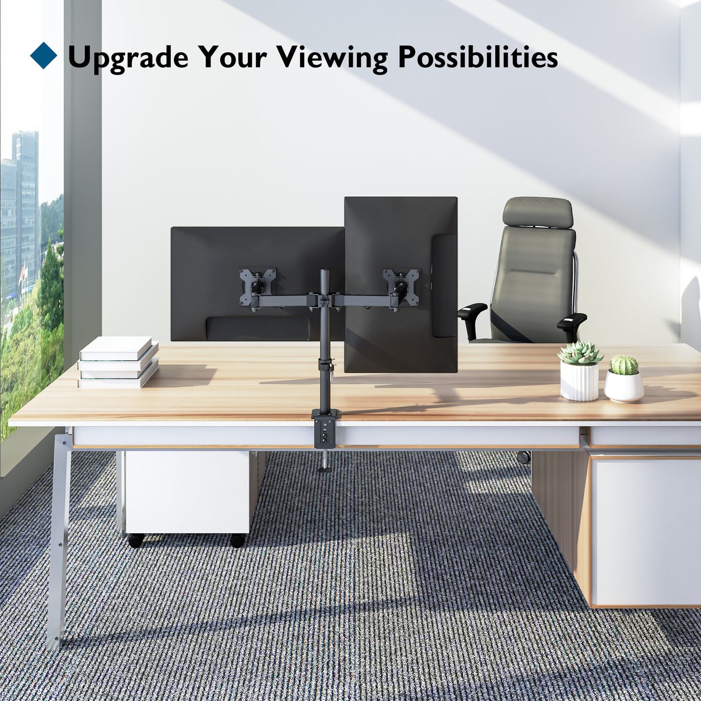 BONTEC Dual Monitor Stand for 13-27 inch LCD LED Screen, Tilt Swivel Rotation Double Arm PC Computer Monitor Arm up to 8kg, VESA Dimensions: 75x75-100x100mm