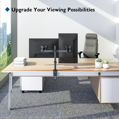 BONTEC Dual Monitor Stand for 13-27 inch LCD LED Screen, Tilt Swivel Rotation Double Arm PC Computer Monitor Arm up to 8kg, VESA Dimensions: 75x75-100x100mm