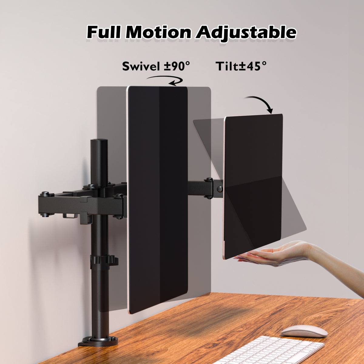 Dimensions et réglages du support double écran BONTEC