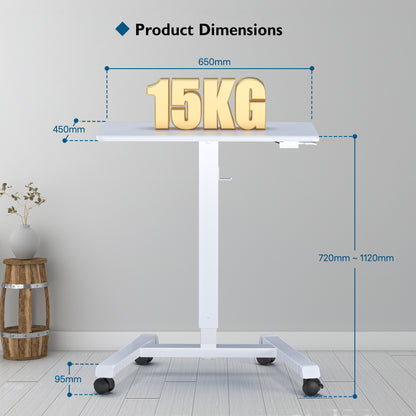 BONTEC 65 × 45cm Mobile Standing Desk with 4 Rolling Castors