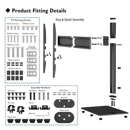 BONTEC Universal Table Top Pedestal TV Stand with Bracket for 32-65 inch LCD/LED/Plasma TVs, Height Adjustable TV stand with Tempered Glass Base & Cable Management, Holds 45 KG & Max.VESA 600x400mm