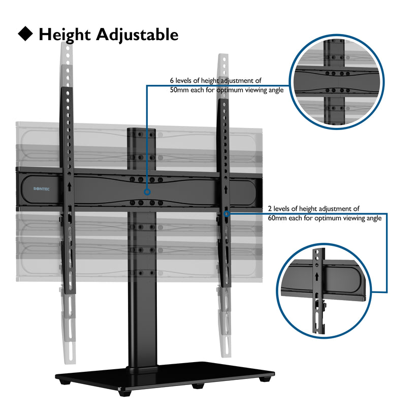 BONTEC Universal Table Top Pedestal TV Stand with Bracket for 32-65 in