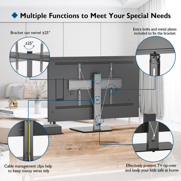 BONTEC Universal Swivel Table Top TV Stand for 4286 inch LED OLED LCD