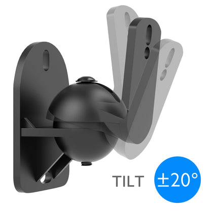BONTEC Universal Speaker Wall Mounts, Satellite Speaker Wall Mount Brackets Adjustable Tilt Swivel for Surround Sound Speakers, Hold up to 3.5kg (Black) (2 Pack)